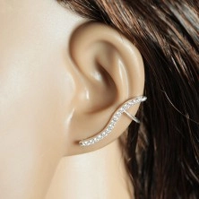 925 silver earrings - clear zircon wave, studs and hooks