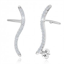 925 silver earrings - clear zircon wave, studs and hooks