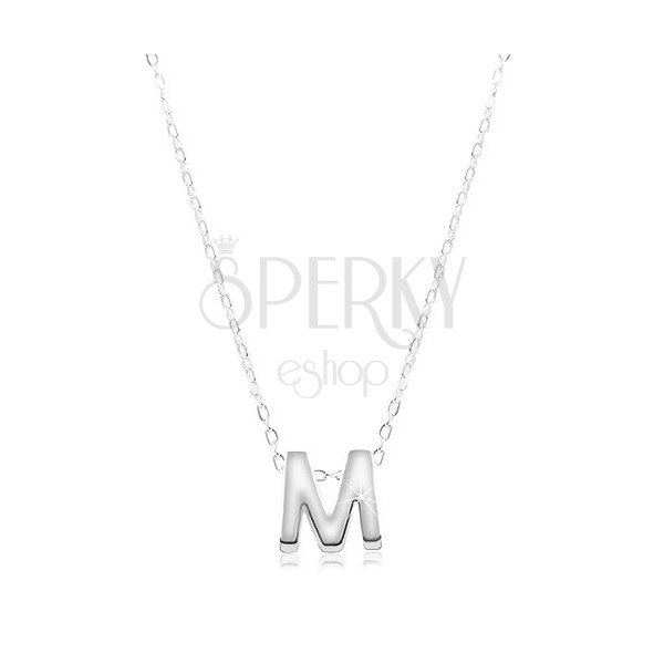 Adjustable necklace, 925 silver, large block letter M
