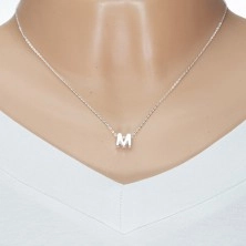 Adjustable necklace, 925 silver, large block letter M