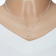 925 silver necklace, shiny chain, large block letter J