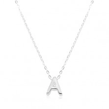 Adjustable necklace, 925 silver, large block letter A