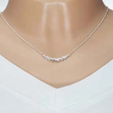 925 silver necklace, two entwined waves - smooth and zircon