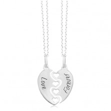 Two necklaces - halved heart Love Forever, 925 silver