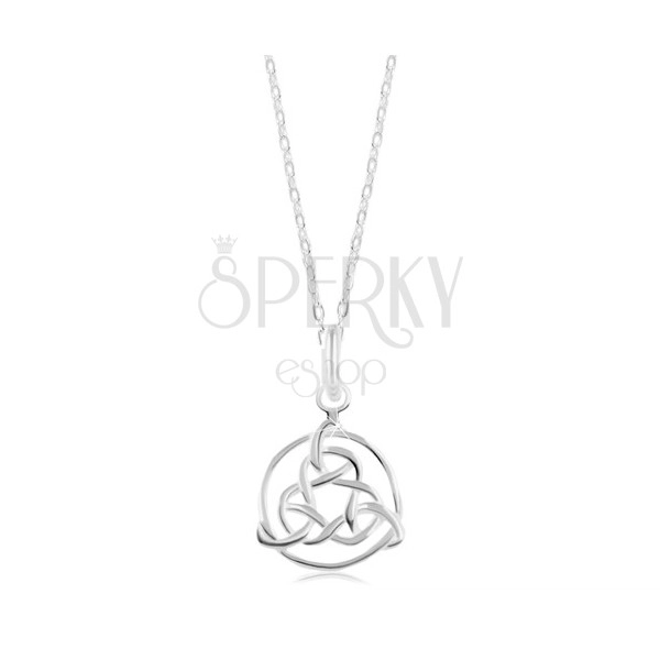925 silver necklace, shiny chain, Celtic symbol in a circle contour