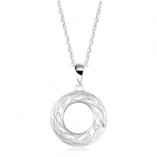 925 silver necklace, band contour decorated with ornaments, twisted chain