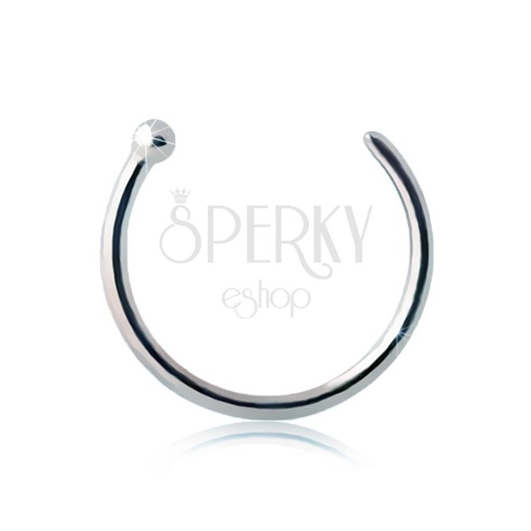 9K white gold nose piercing - shiny circle ending in a ball