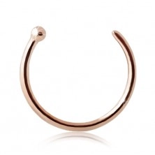 9K rose gold nose piercing - shiny band ending in a ball
