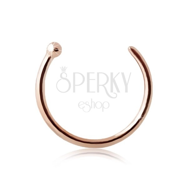 9K rose gold nose piercing - shiny band ending in a ball