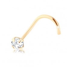 Brilliant nose piercing of 9K yellow gold, clear diamond, 2,5 mm