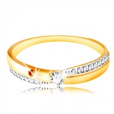 14K gold ring - sparkling and smooth line, circular zircon in clear colour