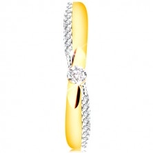 14K gold ring - sparkling and smooth line, circular zircon in clear colour