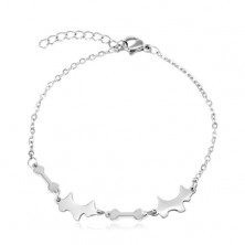 Stainless steel bracelet in silver colour, oval rings, dogs and bones