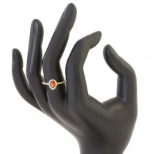 Ring made of yellow 14K gold, drop in orange colour with clear zircon rim