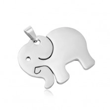 Stainless steel pendant in silver shade, matte elephant with cuts