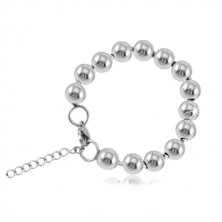 Steel bracelet in silver colour, shiny balls connected with sticks