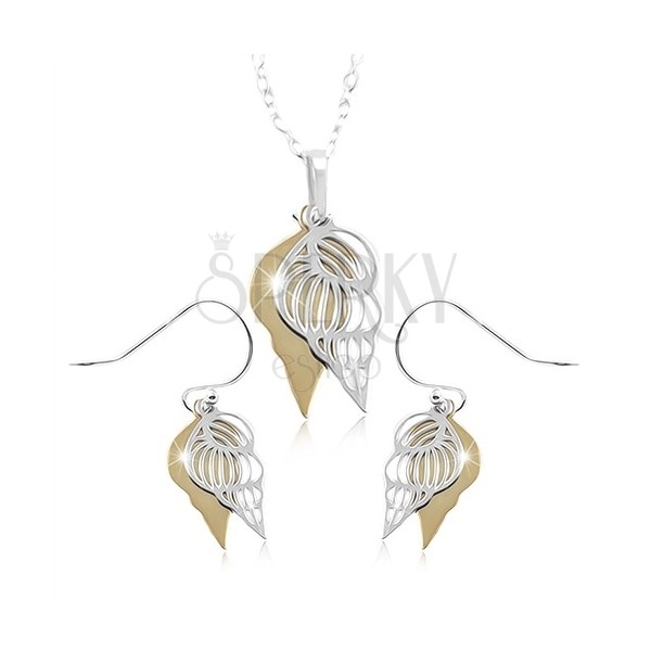 925 silver set, double shell in silver and gold shade