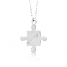 925 silver necklaces - puzzle pieces with inscriptions Mom and Daughter