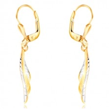 14K gold earrings - angel wing with tiny indents and white gold