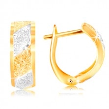 585 gold earrings - sparkling gritted stripes in yellow and white gold