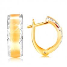 14K gold earrings - shiny arch with refined edges of white gold