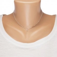 Silver 925 necklace, shiny chain with angular links, clear zircon