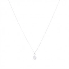 Silver 925 necklace, shiny chain with angular links, clear zircon