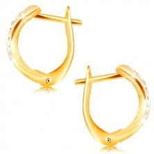 14k gold earrings – matt arc with shiny lines made of white gold 