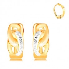 585 Gold earrings – two joined ovals with tiny cuts 