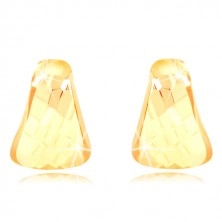 Earrings in yellow 14K gold – rounded triangle with ground surface