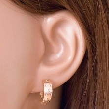 Earrings made of 585 gold - matt arc with tiny shiny crosses