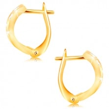 Earrings made of 585 gold - matt arc with tiny shiny crosses