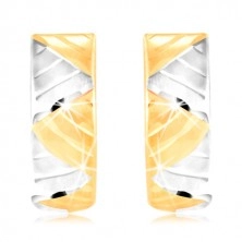 Earrings in 14K gold - arc with triangles made of white and yellow gold
