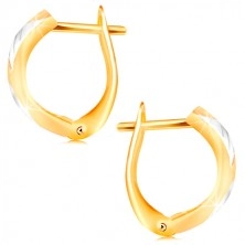Earrings in 14K gold - arc with triangles made of white and yellow gold
