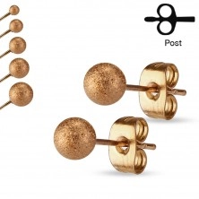 Stud earrings, 316L steel, sandblasted shiny balls, 7 mm