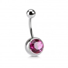 Belly button ring with big Swarovski crystal
