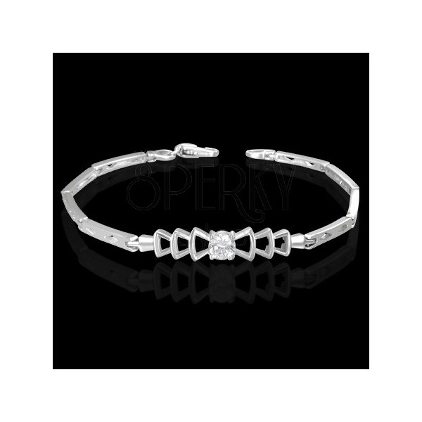 Women's bracelet - zircon in knit decoration, diamond shapes