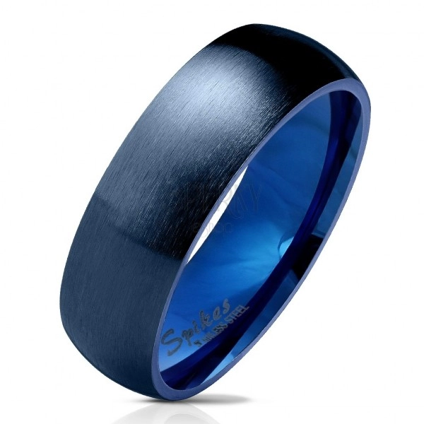 Steel band in dark blue finish, matte and rounded surface, 6 mm