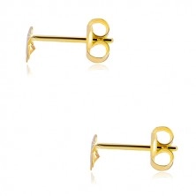 Yellow 14K gold earrings - butterfly with clear zircon, stud fastening