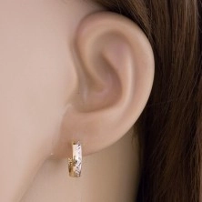 Round 14K combined gold earrings - cut wavy line