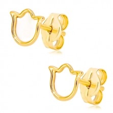 Yellow 585 gold studs – tulip with natural mother-of-pearl