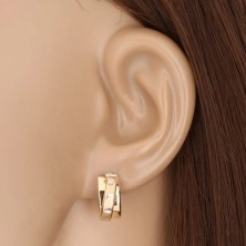 585 gold earrings - matte arch in the shape of the semicircle, white gold grains