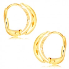 585 gold earrings - matte arch in the shape of the semicircle, white gold grains
