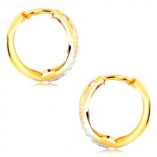 Combined 585 gold earrings - rings with angled intertwined pattern
