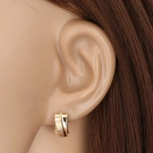 14K combined gold earings - wider arch with matte semicircle, studs