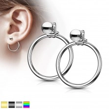 Earrings made of steel 316L with stud closure - a ball with a circle, stud closure