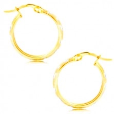 Round earrings made of 14K gold - beads of white gold, tiny cuts