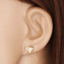 Earrings made of 585 gold - cut zircon with gold rim, diamond motif