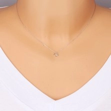 Necklace of white 375 gold - contour of small symmetric heart with zircon