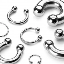 316L steel piercing - simple glossy horse-shoe with balls, width 1,6 mm